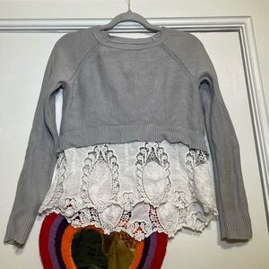 AEO Cropped Layered Lace Sweater